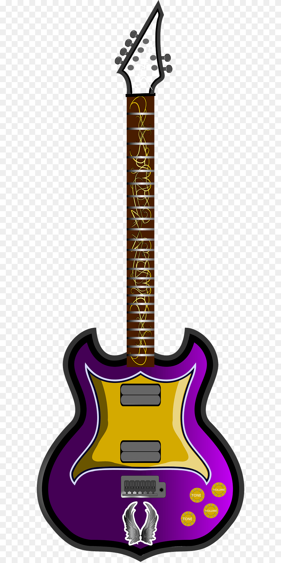 Purple And Gold Guitar Model Clipart, Musical Instrument, Electric Guitar, Dynamite, Weapon Free Png Download