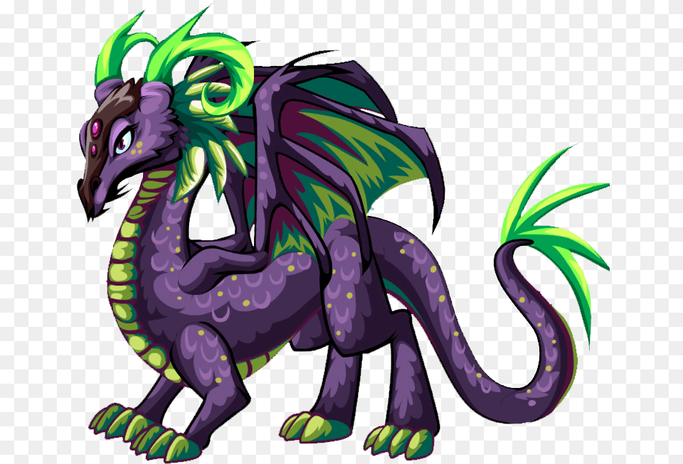 Purple And Green Dragon Cartoon Clipart Drago Verde E Roxo Free Transparent Png
