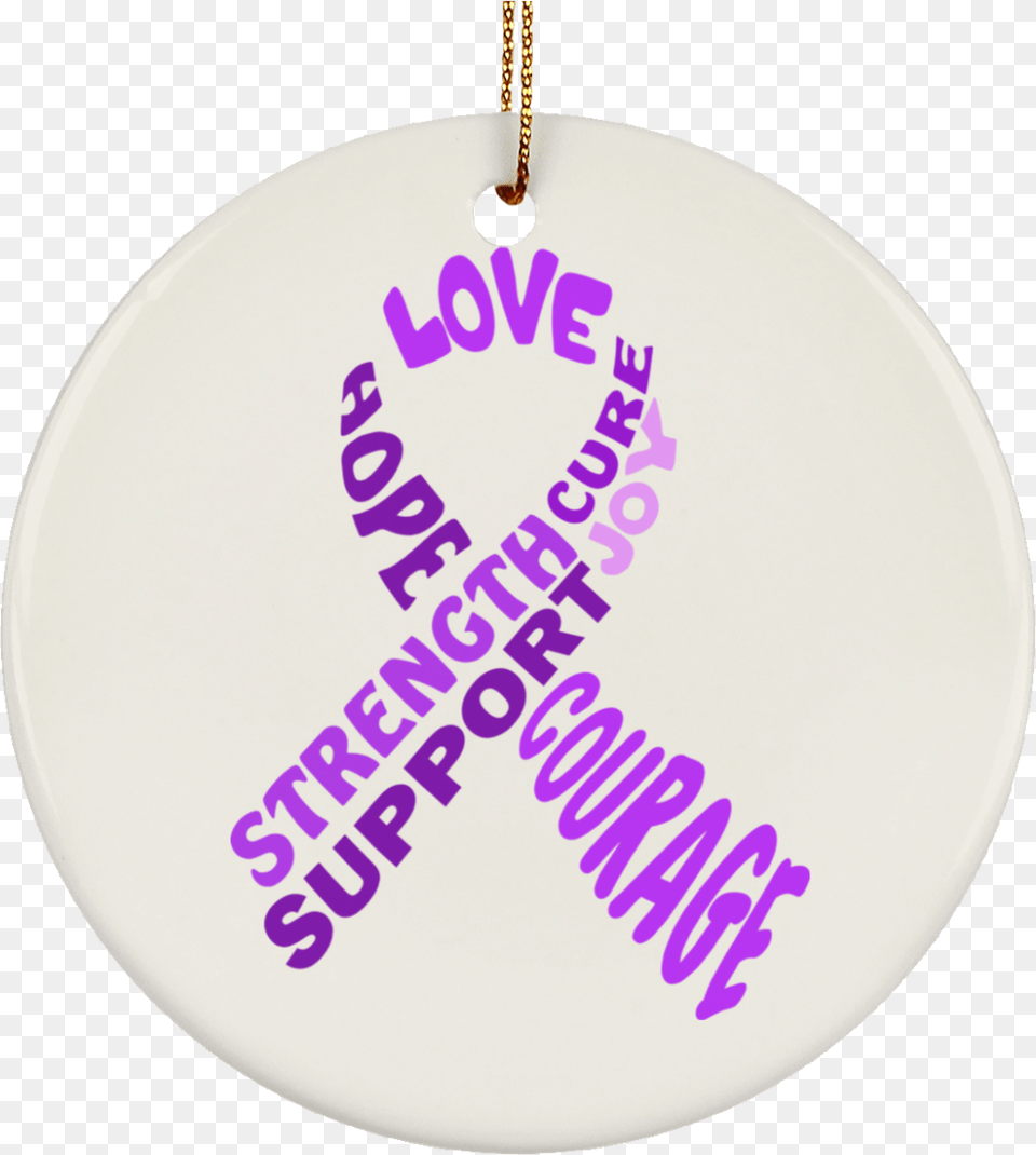 Purple Awareness Ribbon With Words Ceramic Circle Ornament Jiggles, Accessories, Jewelry, Necklace, Pendant Png