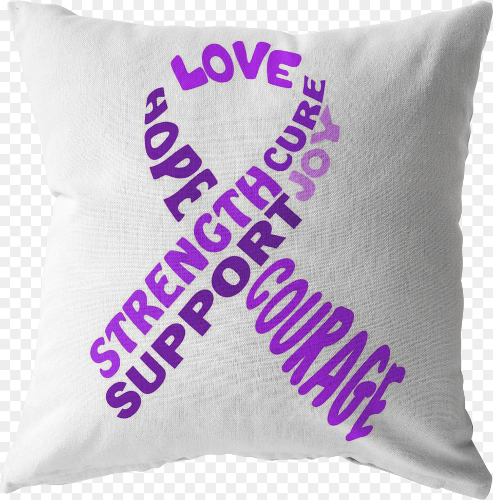 Purple Awareness Ribbon With Words Pillow Cushion Free Png Download