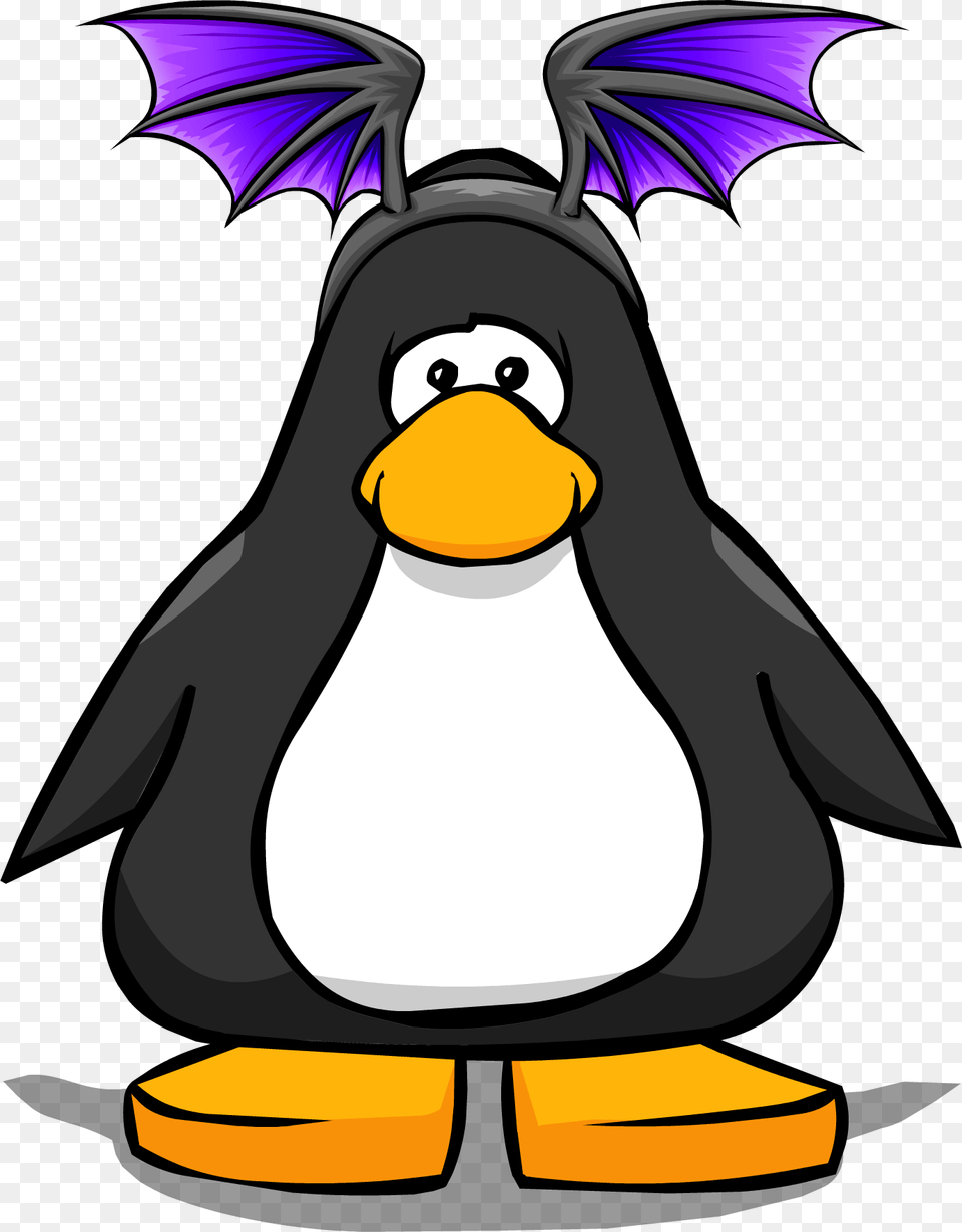 Purple Bat Wings From A Player Card Club Penguin With Hat, Animal, Bird Free Png