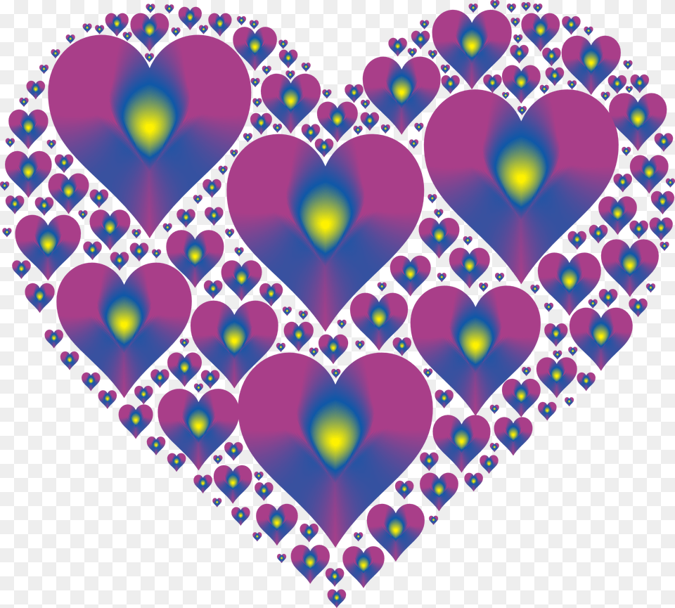 Purple Blue Hearts In The Shape Of A Heart Un Corazon De Corazones, Pattern, Accessories, Fractal, Ornament Png