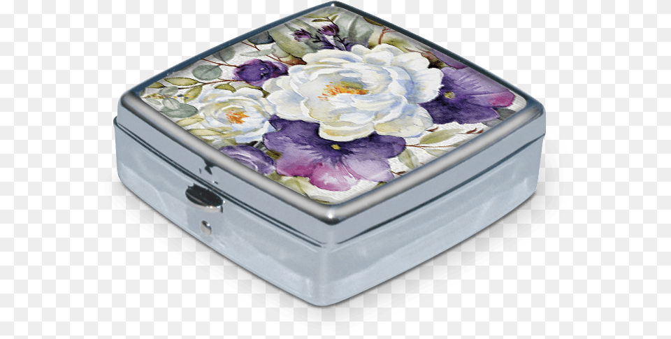 Purple Bouquet Pillbox Rose, Box, Art, Porcelain, Pottery Png