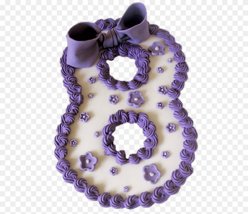 Purple Bow Number 8 Cake, Birthday Cake, Cream, Dessert, Food Free Png Download