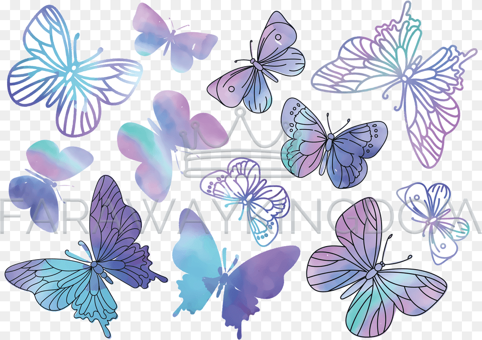 Purple Butterflies Watercolor Summer Transparent Background Butterfly Clipart Color, Flower, Plant, Art, Graphics Free Png