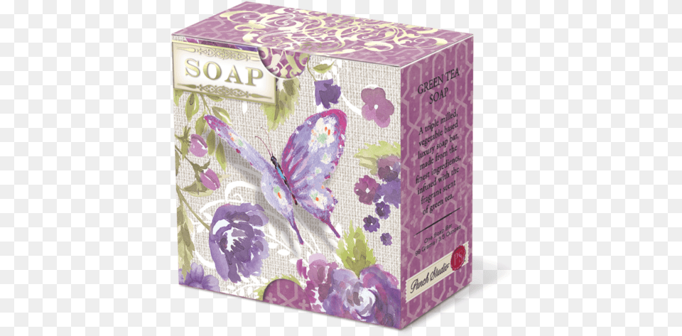 Purple Butterfly Linen Boxed Soap Box, Herbal, Herbs, Plant, Flower Free Png