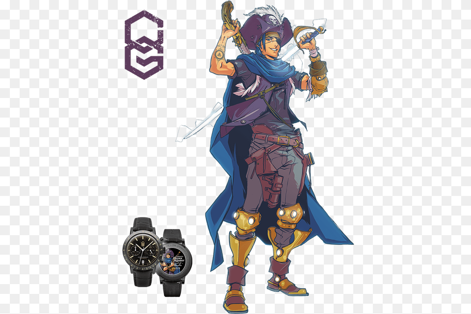 Purple Captain Thumb With Watch Cartoon, Book, Comics, Publication, Person Png Image