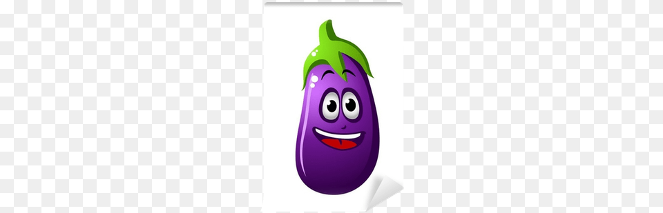 Purple Cartoon Eggplant Vegetable Or Brinjal Wall Mural Eggplant, Food, Produce, Plant, Ammunition Png Image