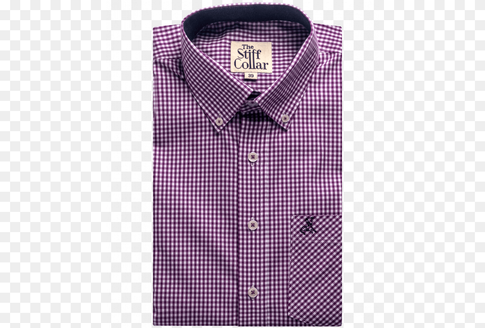 Purple Checks Button Down Polo Cotton Shirt Formal Wear, Clothing, Dress Shirt Png Image