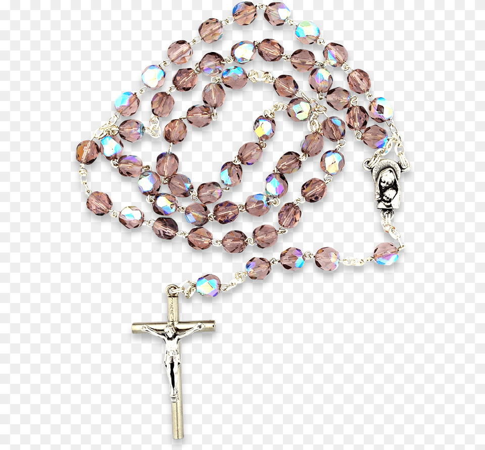 Purple Crystal Rosary Beads Cross, Accessories, Symbol, Bead, Prayer Png