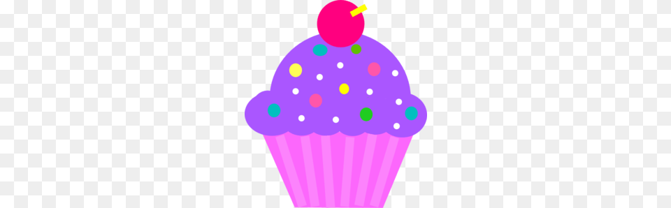 Purple Cupcake With Sprinkles Clipart, Cake, Cream, Dessert, Food Free Transparent Png
