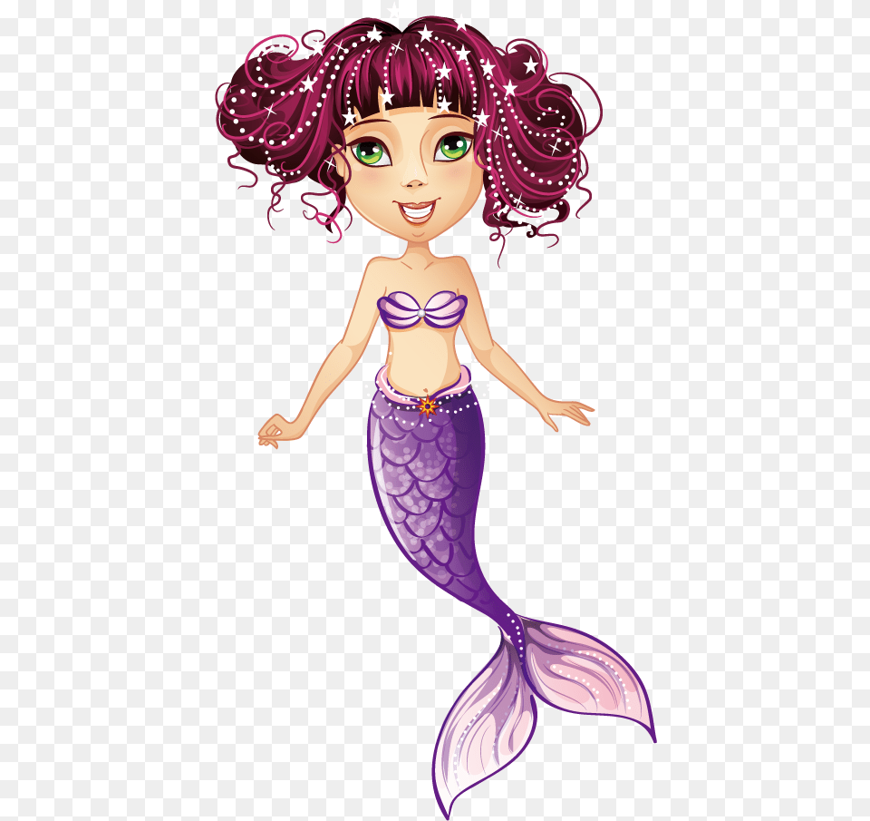 Purple Curly Hair Mermaid Download Beautiful Pictures Of Transparent Man And Woman Mermaids, Book, Publication, Comics, Person Free Png