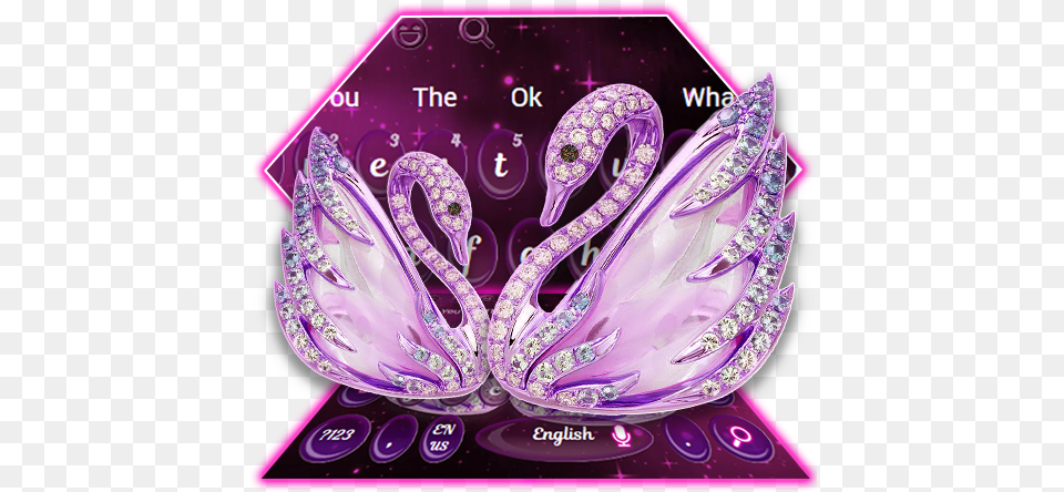 Purple Diamond Swan Keyboard Theme Illustration, Accessories, Jewelry, Gemstone, Ornament Free Png Download