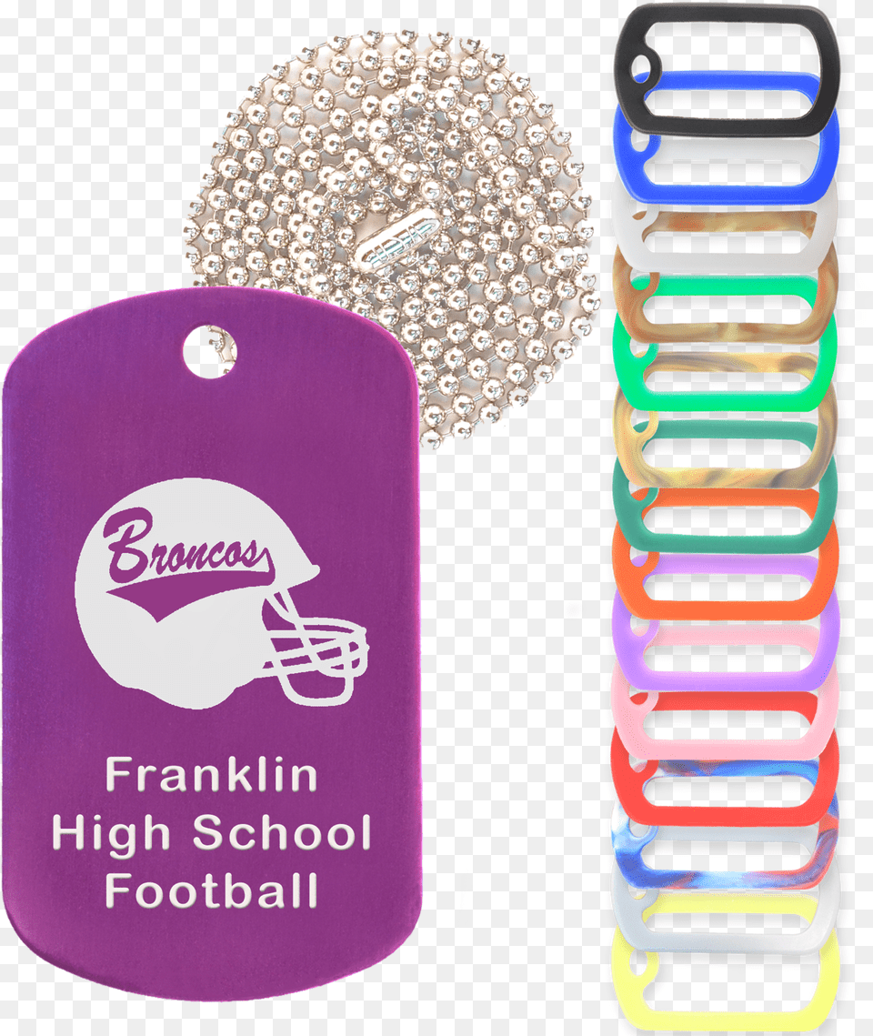 Purple Dog Tag Necklace With Rubber Silencer And Chain, Accessories Png