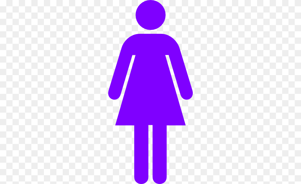 Purple Female Restroom Symbol Clip Art, Sign, Person, Road Sign Free Png Download