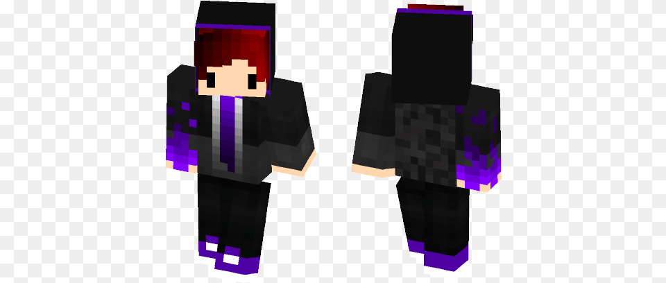 Purple Fire Chibi Boy Minecraft Skin Minecraft Grey Hoodie Skin, Formal Wear Free Transparent Png