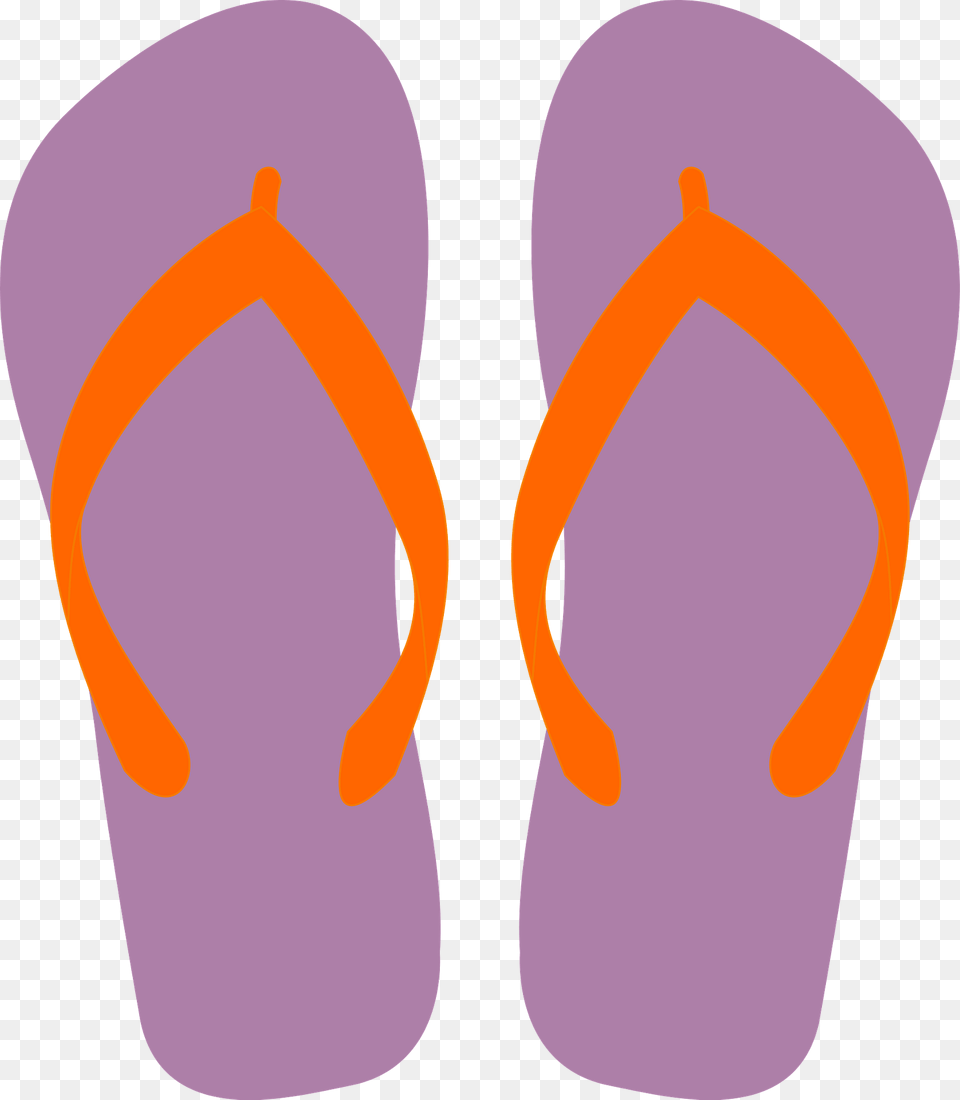 Purple Flip Flops With Orange Straps Clipart, Clothing, Flip-flop, Footwear Free Png