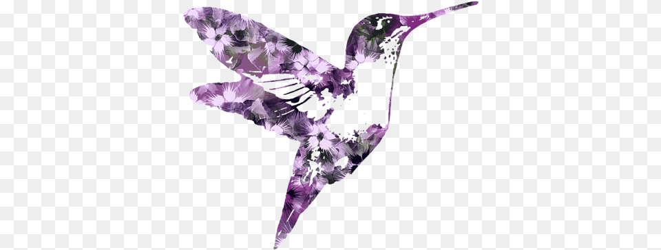 Purple Floral Hummingbird Art Portable Battery Charger Art Hummingbird, Animal, Bird, Adult, Female Free Png Download