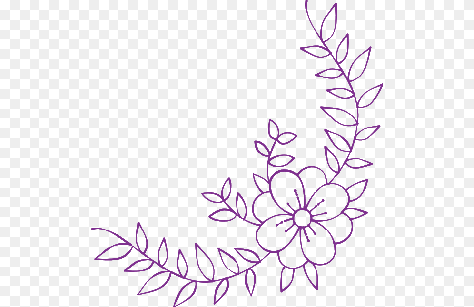 Purple Florals Flowers Leaves Vinesdivider Line Art, Embroidery, Floral Design, Graphics, Pattern Free Png