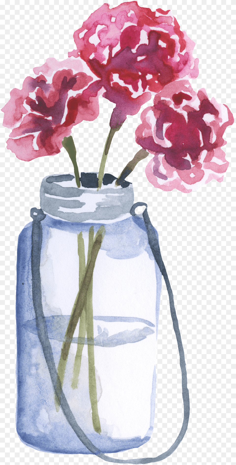 Purple Flower Arrangement Decorative Mason Jar Flowers, Carnation, Plant, Rose, Pottery Free Png Download