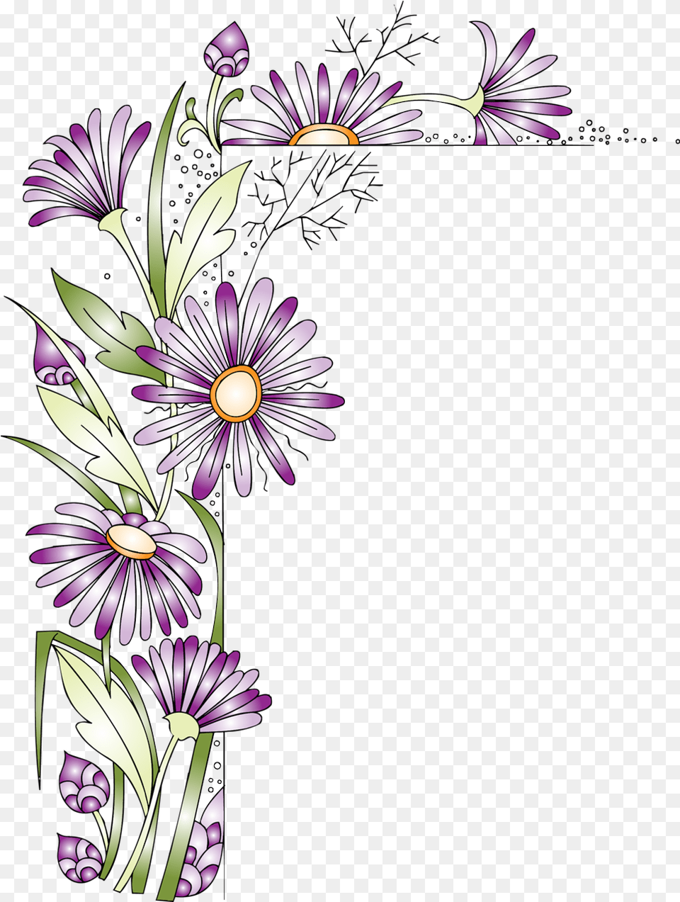 Purple Flower Border African Daisy Image With Transparent Purple Flower Border, Art, Floral Design, Graphics, Pattern Png
