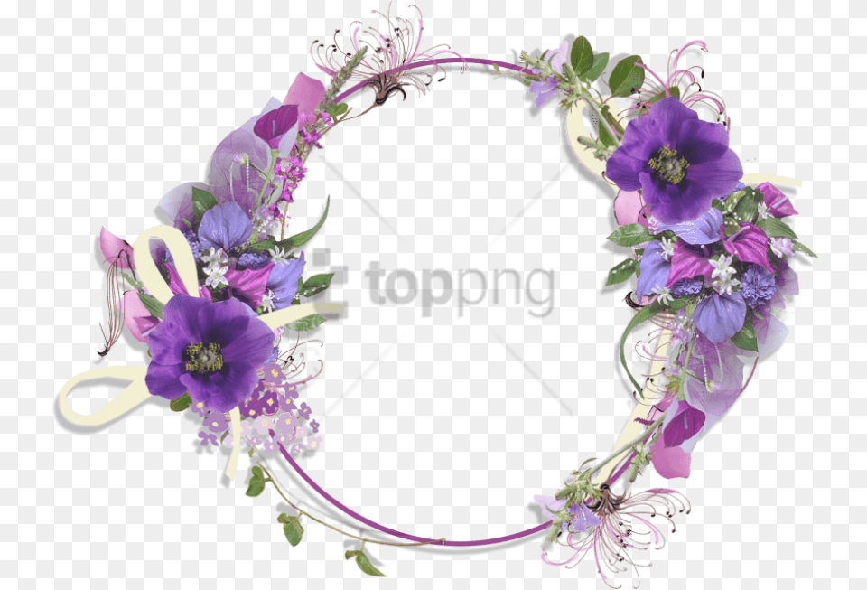 Purple Flower Borders And Frames Round Floral Frame, Accessories, Plant, Bracelet, Jewelry Png Image