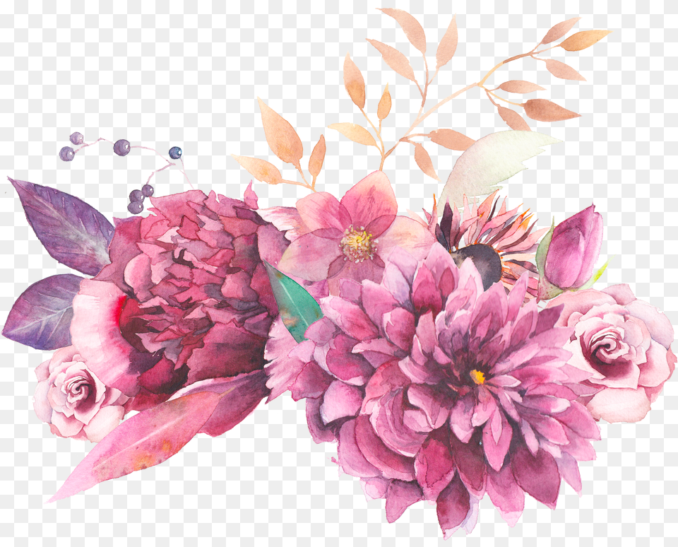 Purple Flower Clipart Painted Watercolor Clipart Flowers Free Png Download