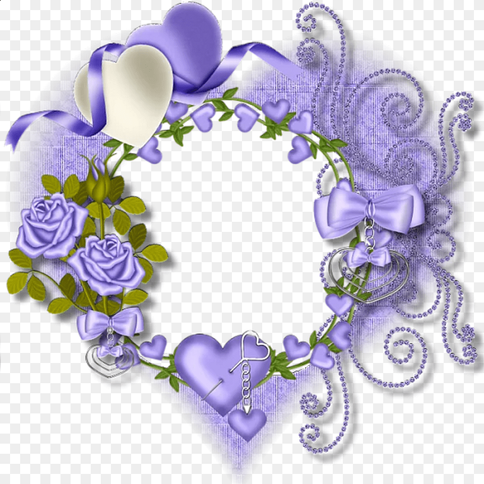 Purple Flower Clipart Round Frame Heart Flower Mensagem Um Lindo Sabado, Plant, Rose, Pattern, Accessories Free Transparent Png