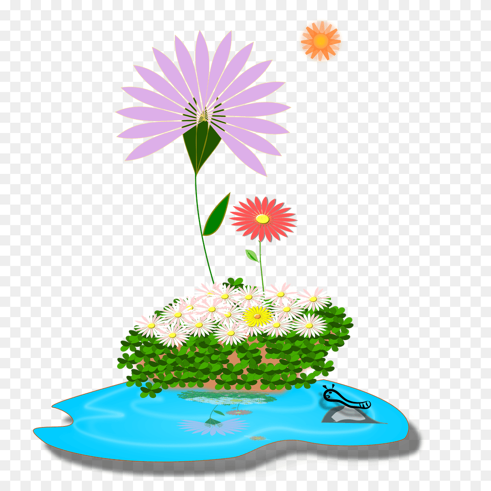 Purple Flower On An Island Clipart, Art, Pattern, Graphics, Plant Png