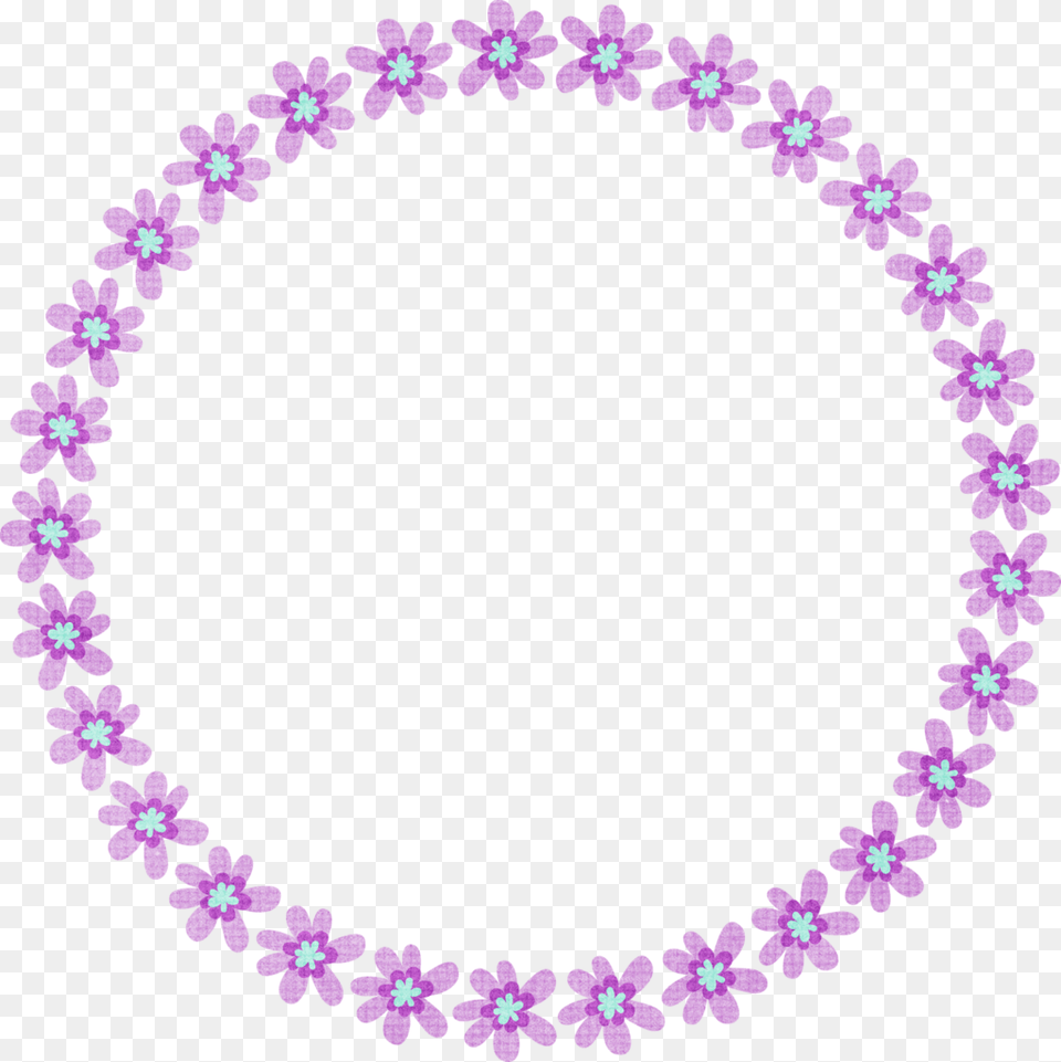 Purple Flower Round Borders For Paper Borders And Portmeirion Strawberry Clock, Accessories, Jewelry, Necklace, Plant Free Png Download