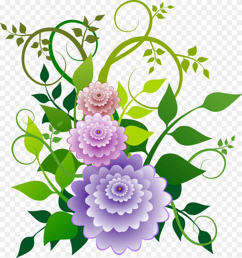 Purple Flowers And Vine Clipart, Art, Dahlia, Floral Design, Flower Png