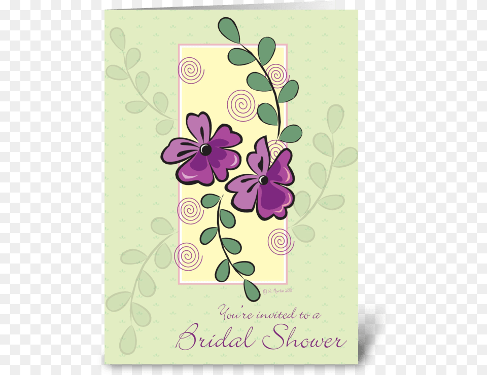 Purple Flowers Bridal Shower Invite Greeting Card Malva, Greeting Card, Envelope, Mail, Pattern Free Transparent Png
