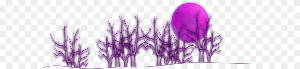 Purple Full Moon Treeline Sketch, Animal, Sea Life, Invertebrate, Jellyfish Free Png Download