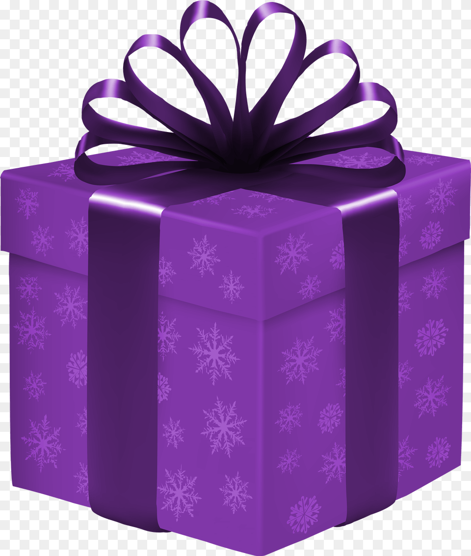 Purple Gift Box With Snowflakes Clipart Gift Box Free Transparent Png