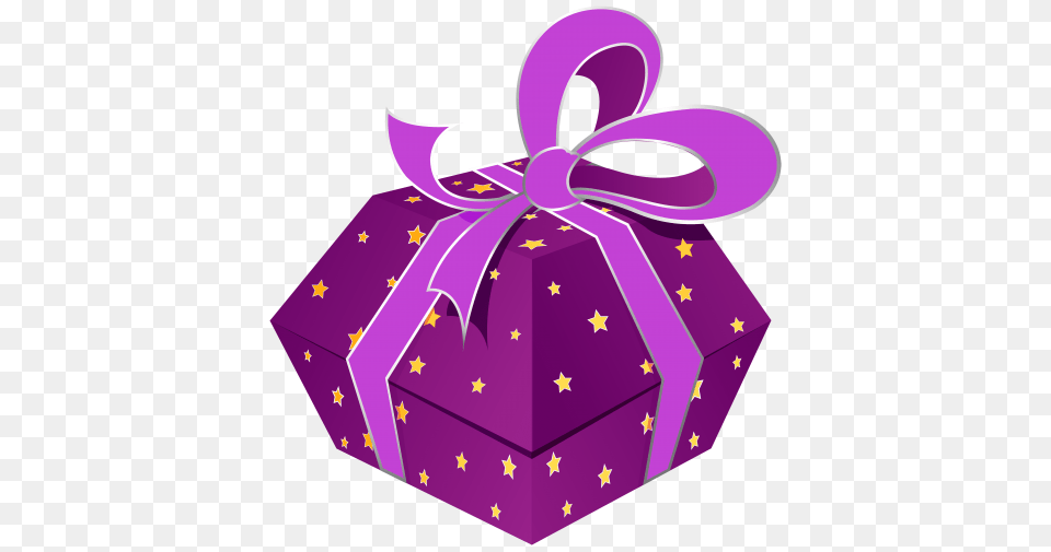 Purple Gift Box With Stars Free Transparent Png