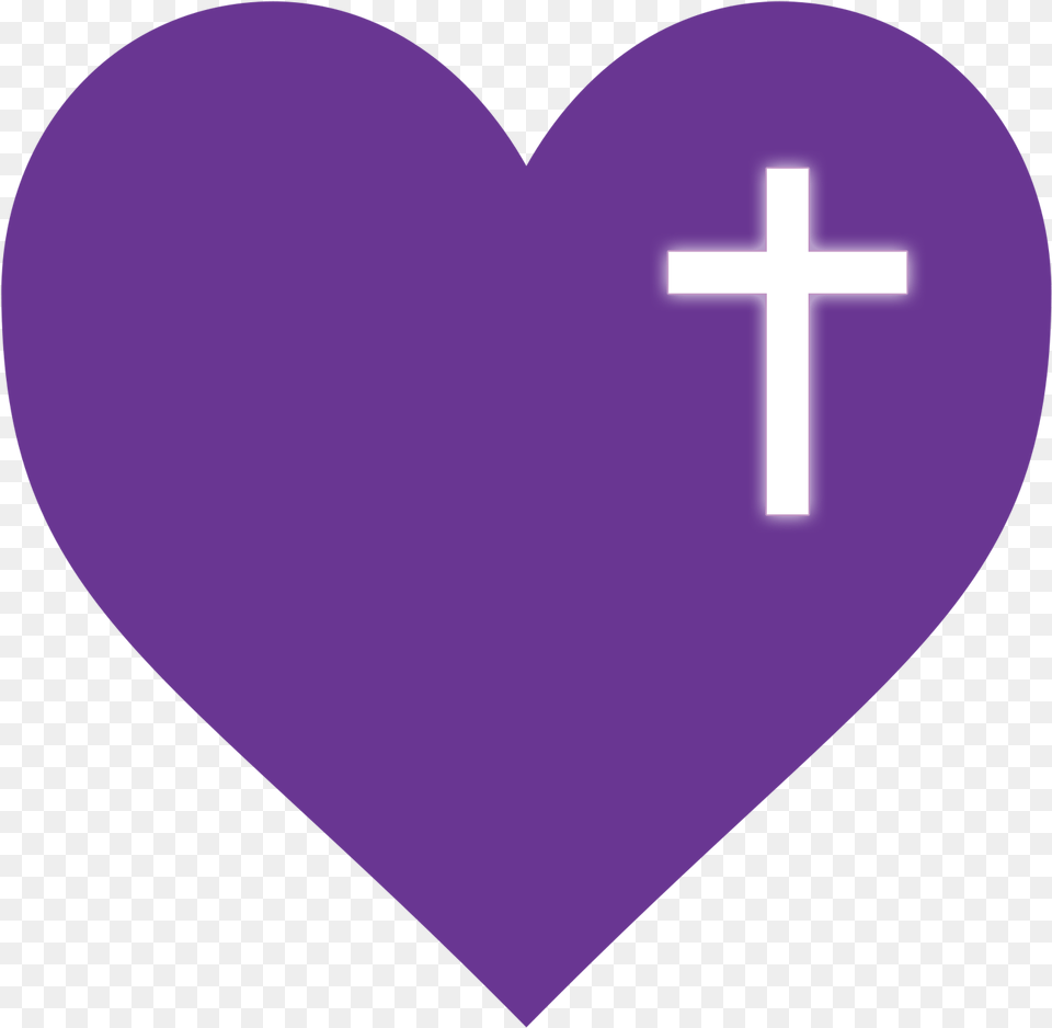 Purple Glow Christian Cross, Heart, Symbol Png