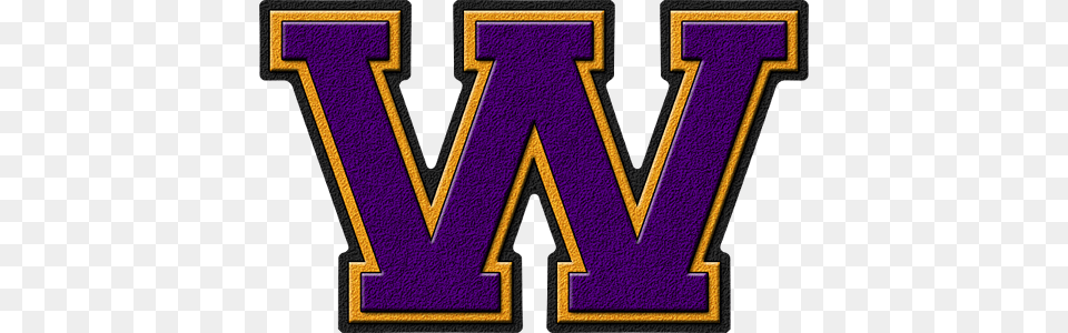 Purple Gold Varsity Letter W Blue And Gold Letter V, Logo, Text, Symbol, Cross Free Transparent Png