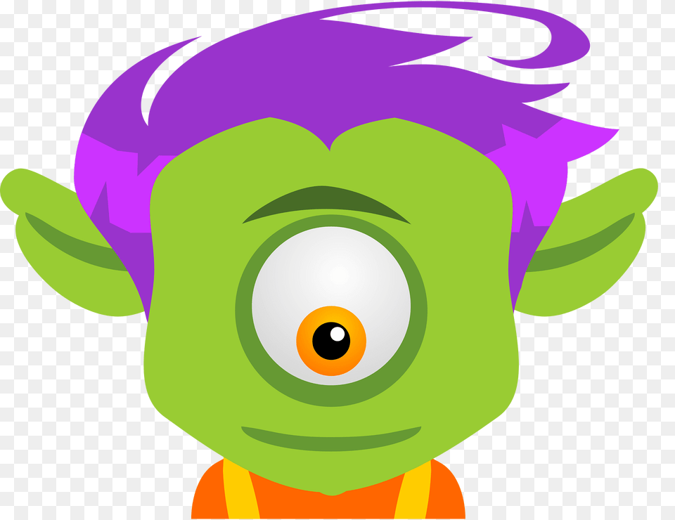 Purple Hair Green Cyclops Clipart, Art, Graphics, Photography, Face Free Png