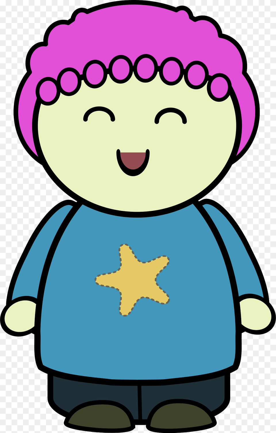 Purple Haired Girl In A Blue Shirt Laughing Clipart, Baby, Person, Face, Head Png