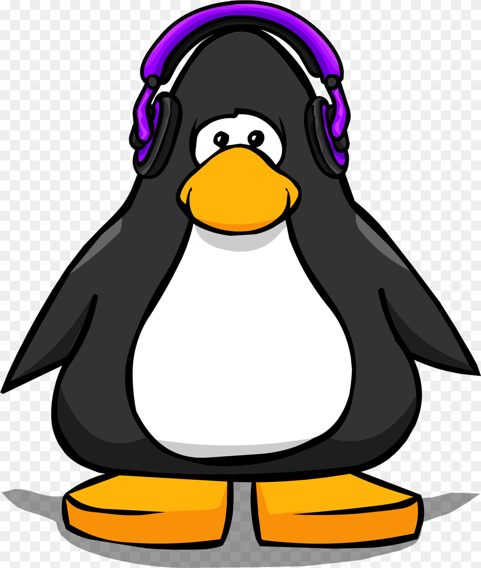 Purple Headphones On A Player Card Penguin Club Penguin, Animal, Bird, Electronics Png Image