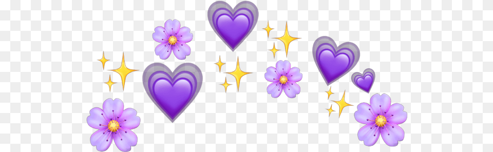 Purple Heart Emoji Crown, Flower, Plant, Symbol Free Png
