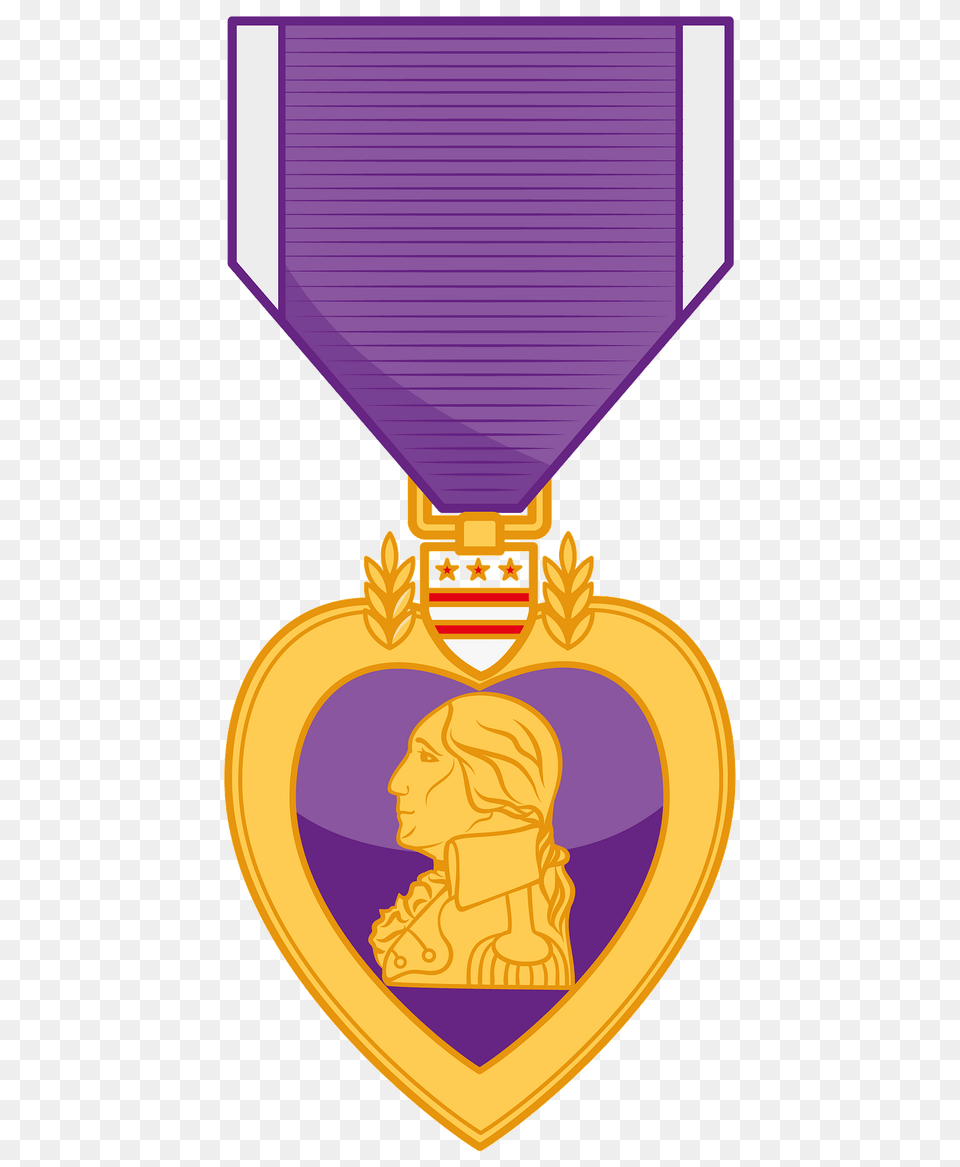 Purple Heart Medal Clipart, Gold, Adult, Female, Person Free Png Download