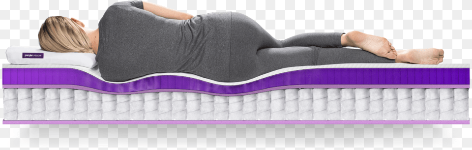 Purple Mattress Back Support, Furniture, Adult, Female, Person Free Transparent Png