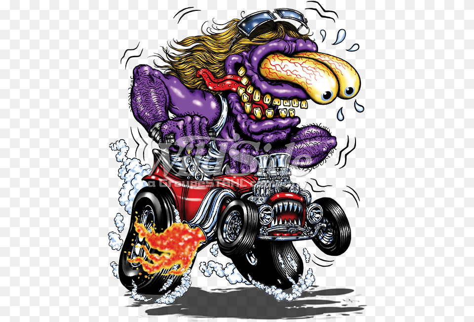 Purple Monster Red Hot Rod Purple Monster Racerback Cartoon Hot Rod Muscle Car, Art, Graphics, Motorcycle, Transportation Png