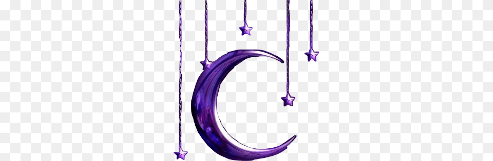 Purple Moon And Hanging Stars Purple Moon Hanging Stars, Nature, Night, Outdoors, Astronomy Free Png