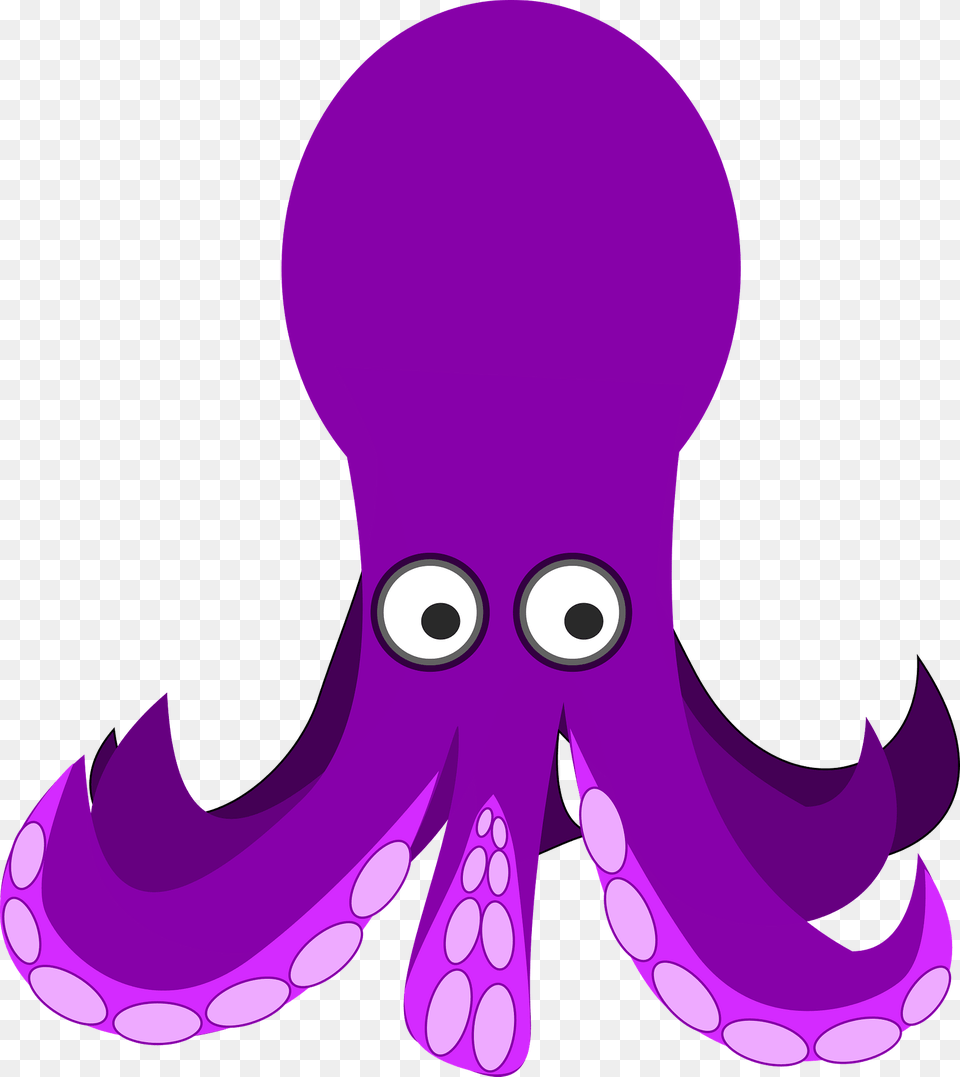 Purple Octopus With Big Eyes Clipart, Animal, Sea Life, Invertebrate, Fish Png Image