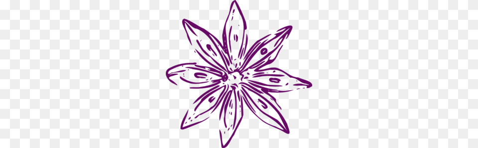 Purple Outline Flower Clip Art, Plant, Animal, Sea Life, Shark Png Image