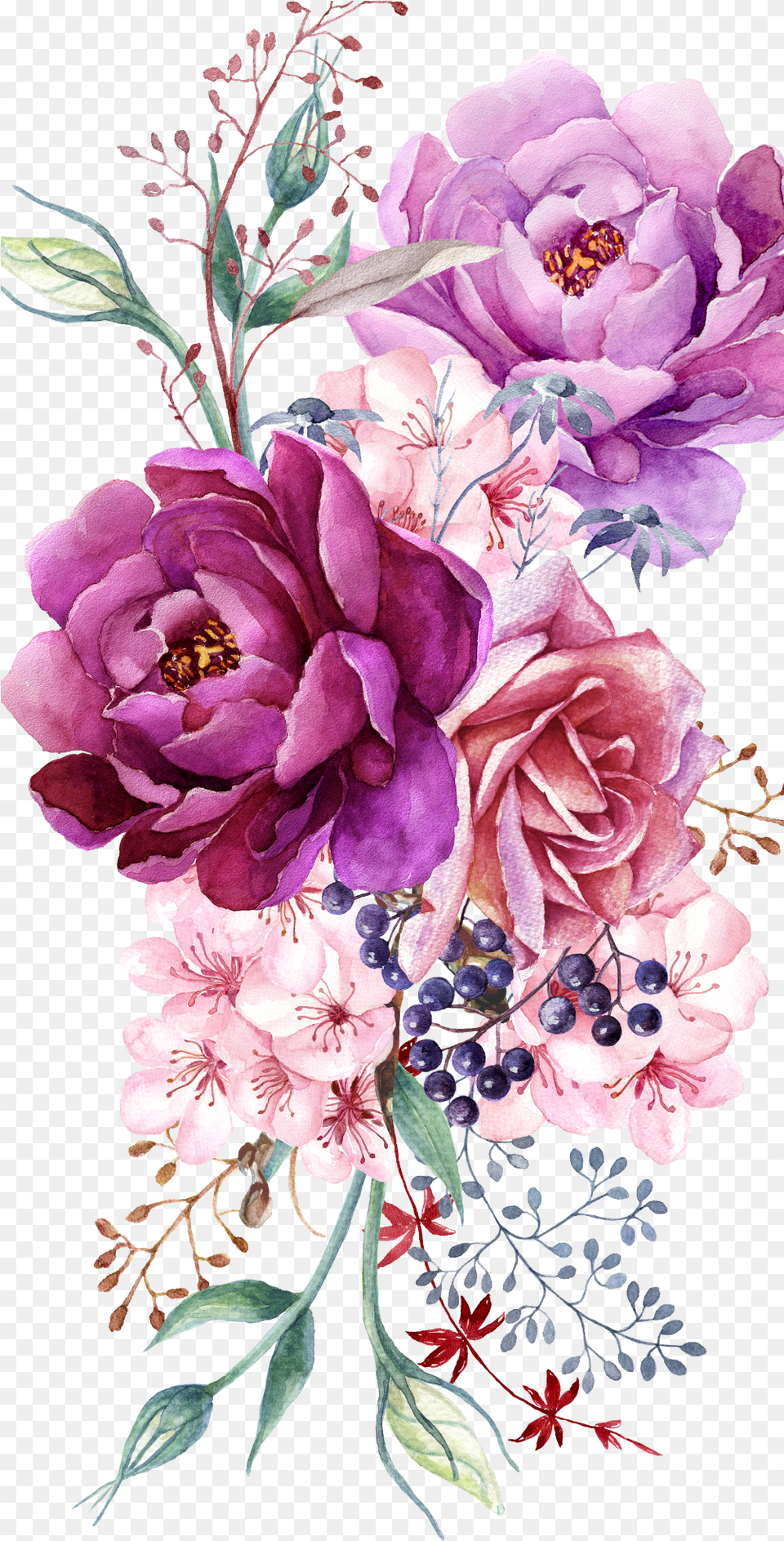 Purple Peony Floral Bouquet Casetify Iphone Flowers Purple Peony Watercolor, Art, Pattern, Graphics, Floral Design Free Png Download
