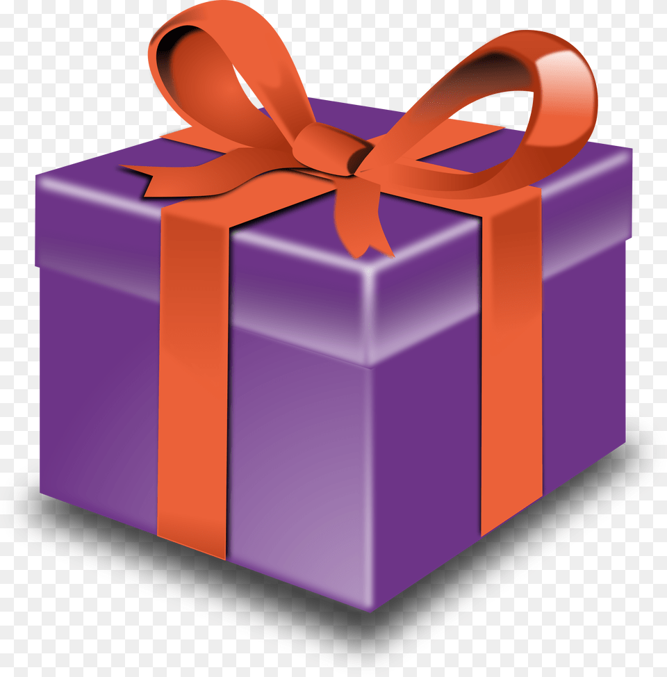 Purple Present Orange Ribbon Purple And Red Present, Gift, Mailbox Free Png Download