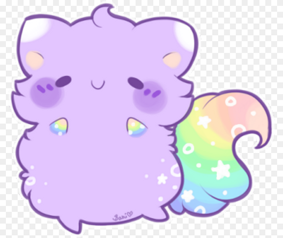 Purple Rainbow Blush Cat Kitty Kawaii Cute Kawaiicute Cute Cat Chibi, Face, Head, Person, Baby Free Png